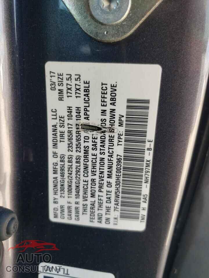 HONDA CRV 2017 - 7FARW5H30HE003967