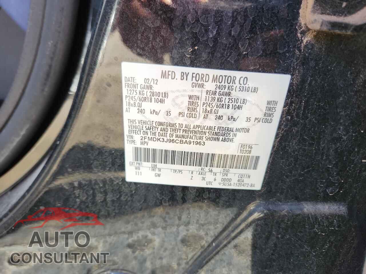 FORD EDGE 2012 - 2FMDK3J96CBA91963
