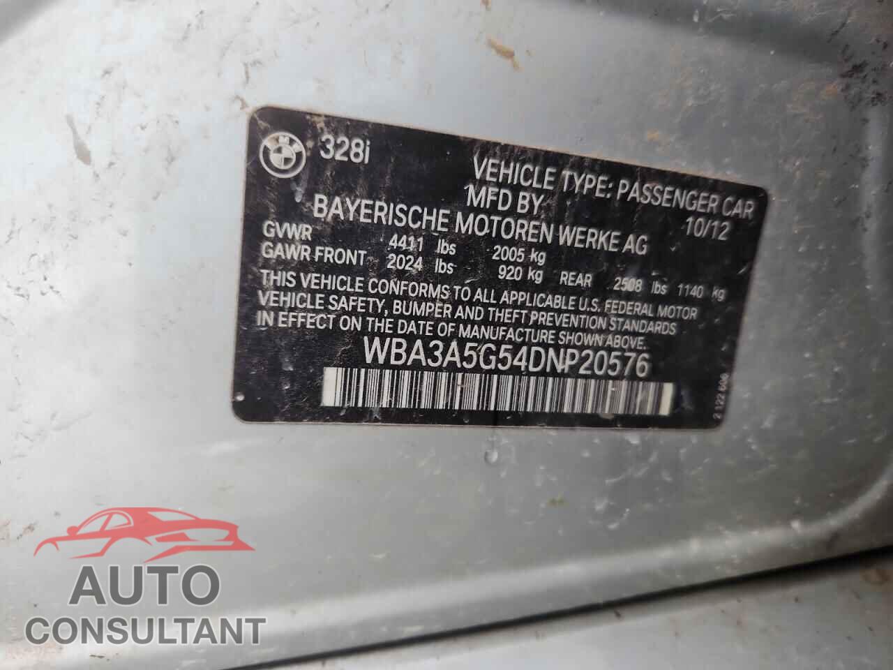 BMW 3 SERIES 2013 - WBA3A5G54DNP20576