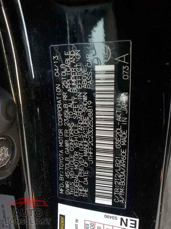 LEXUS IS 2013 - JTHFF2C23D2528819