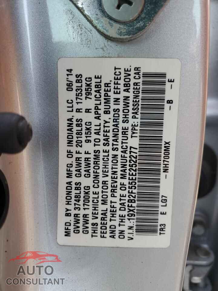 HONDA CIVIC 2014 - 19XFB2F55EE252277