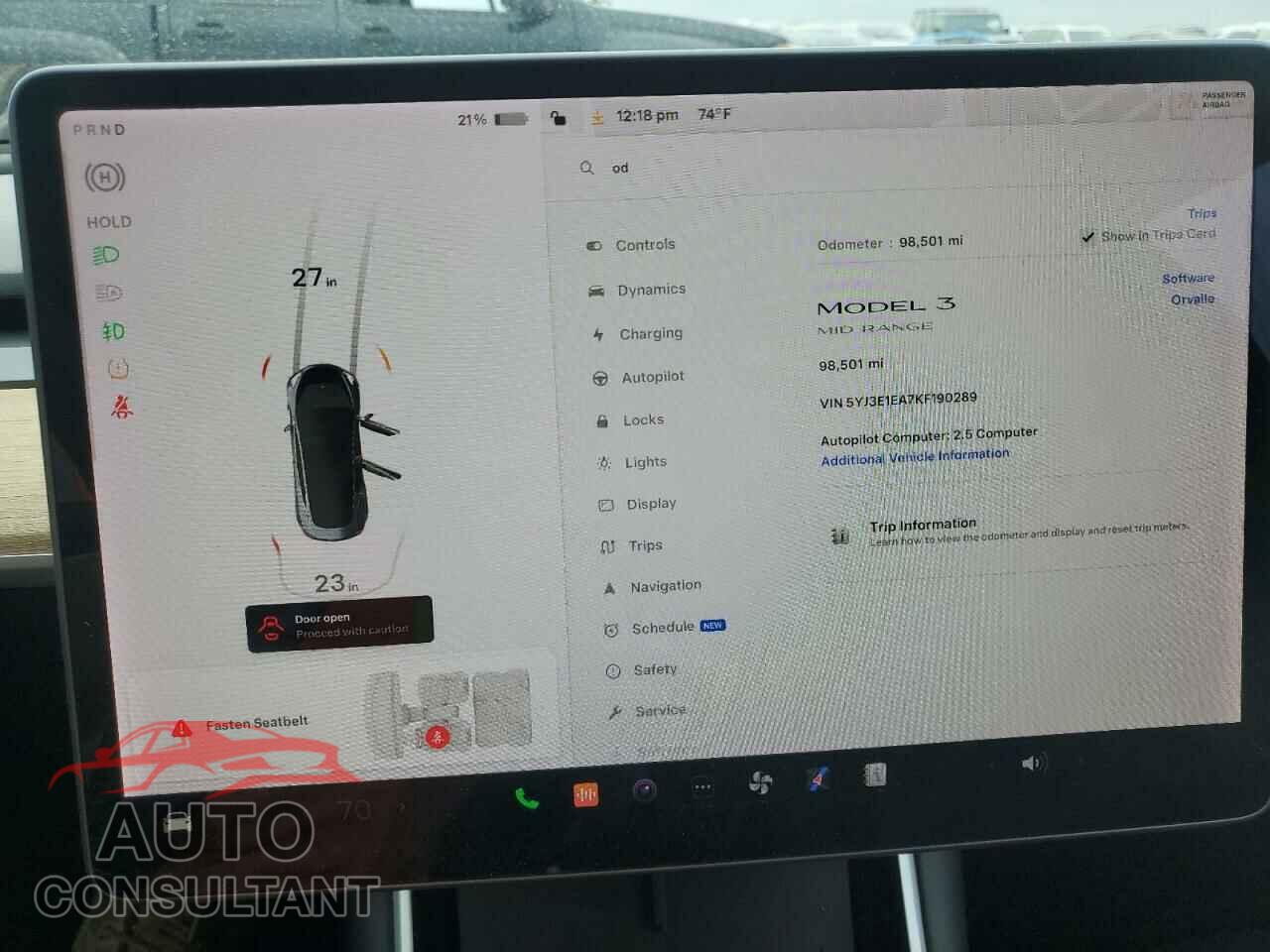 TESLA MODEL 3 2019 - 5YJ3E1EA7KF190289