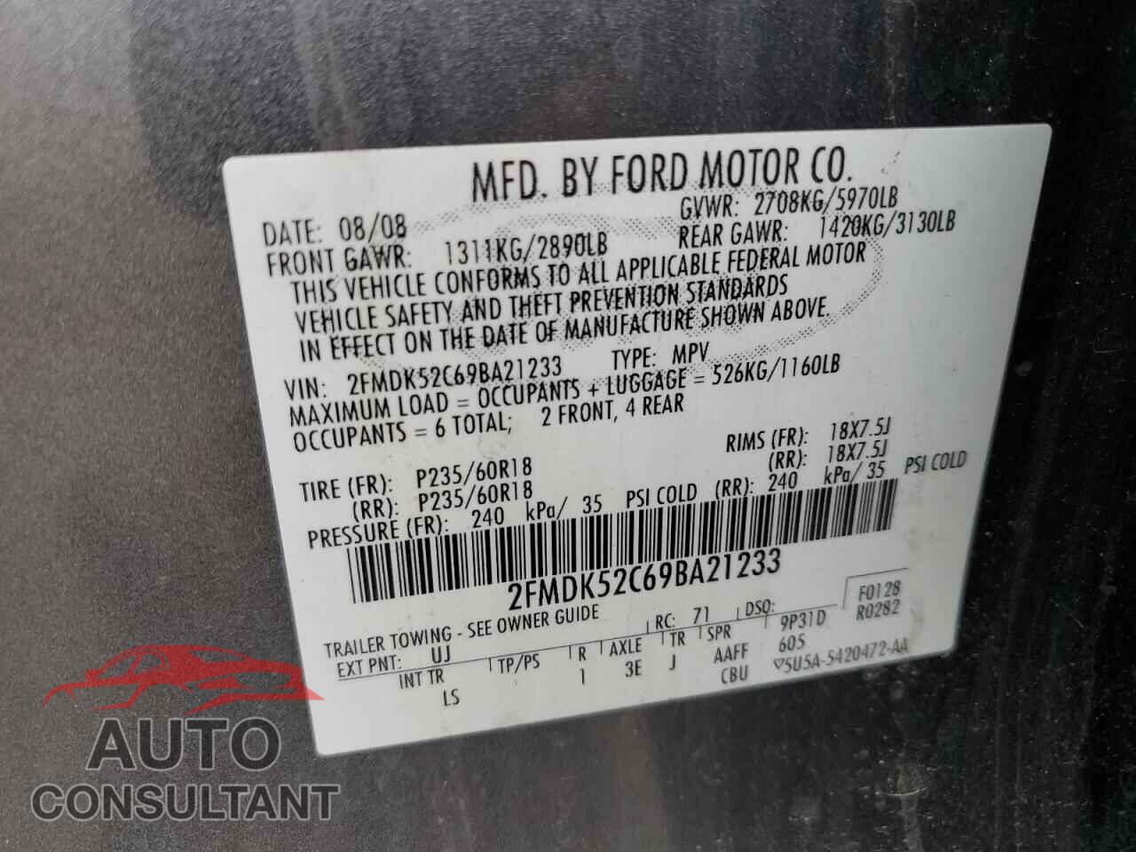 FORD FLEX 2009 - 2FMDK52C69BA21233