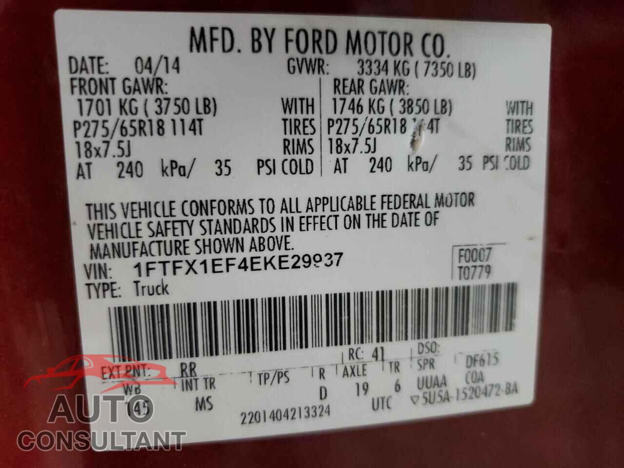 FORD F-150 2014 - 1FTFX1EF4EKE29937