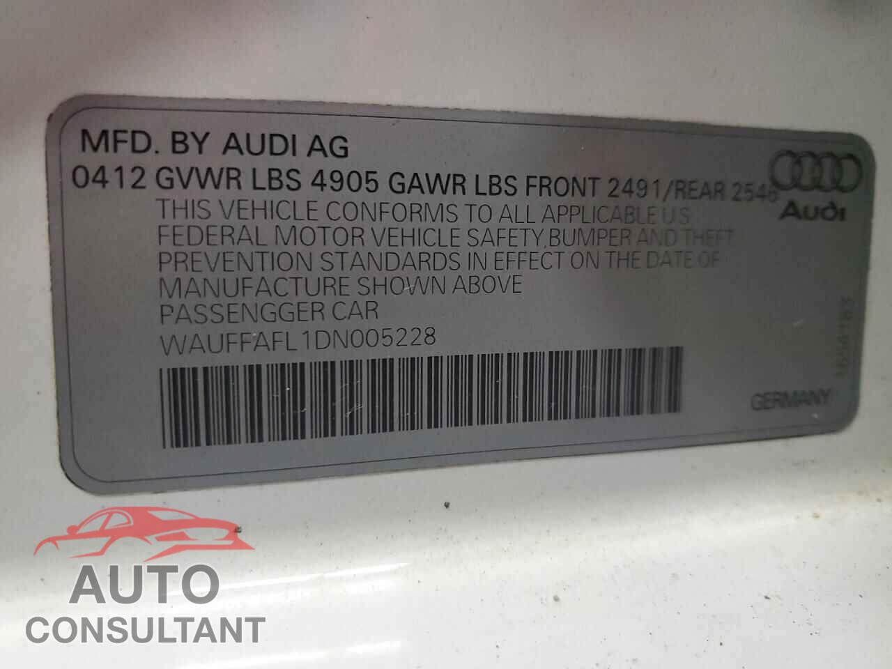 AUDI A4 2013 - WAUFFAFL1DN005228