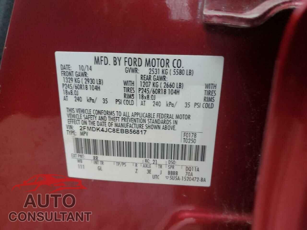 FORD EDGE 2014 - 2FMDK4JC8EBB56817