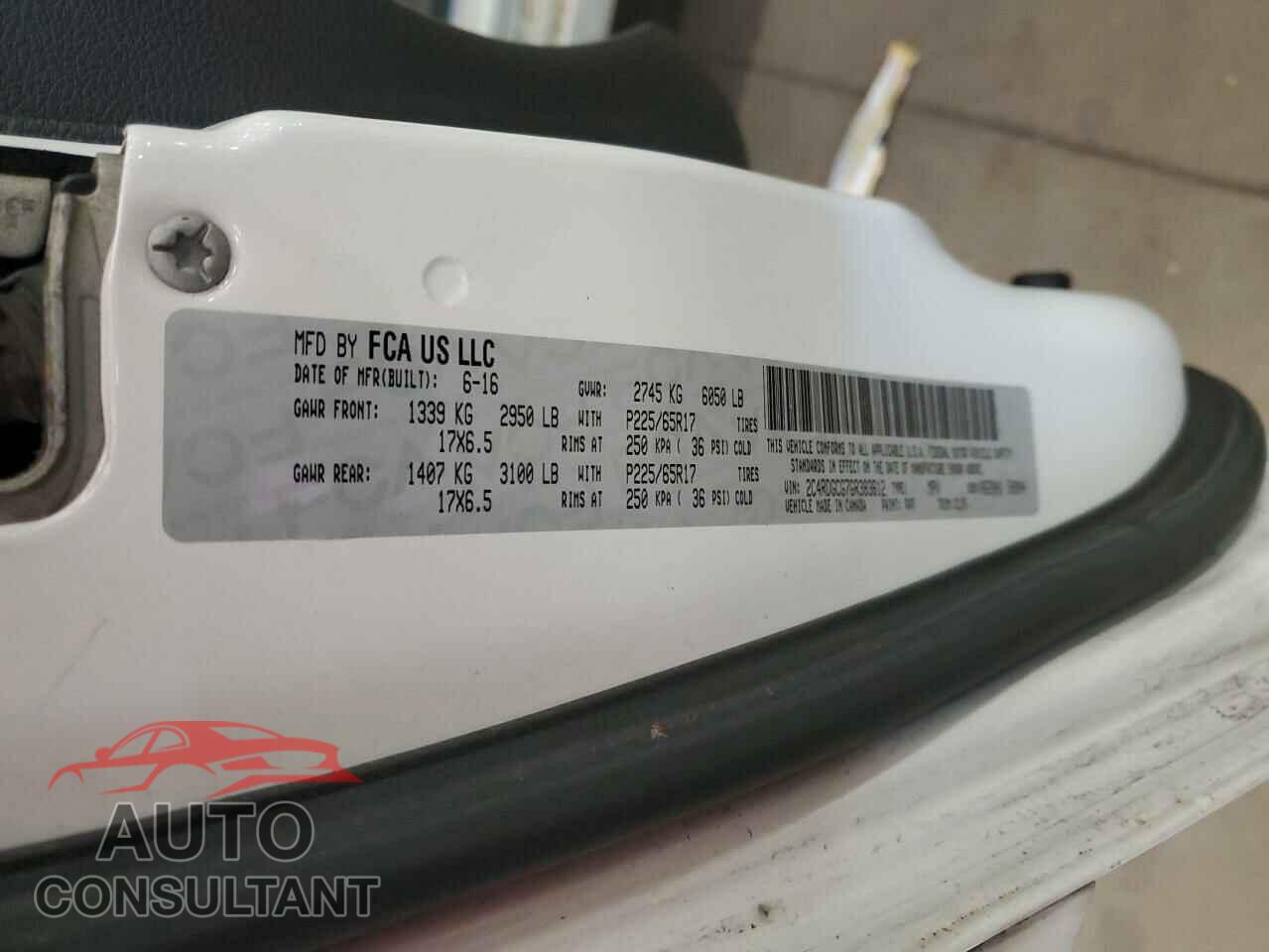 DODGE CARAVAN 2016 - 2C4RDGCG7GR383612
