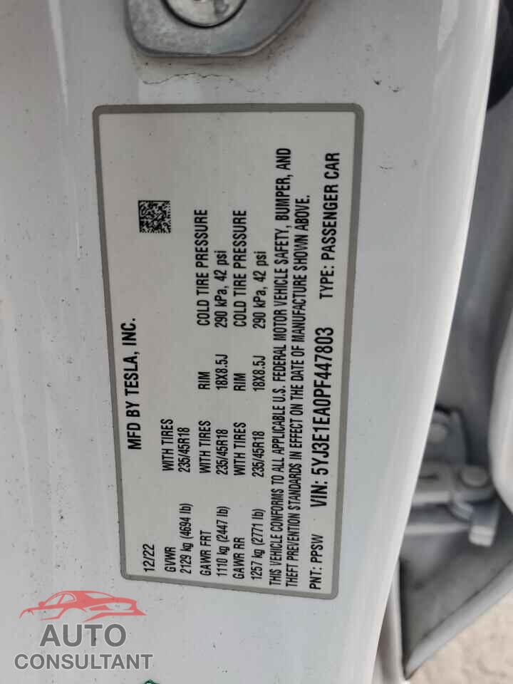 TESLA MODEL 3 2023 - 5YJ3E1EA0PF447803