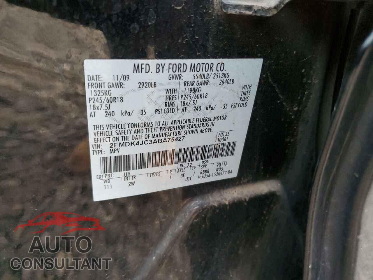 FORD EDGE 2010 - 2FMDK4JC3ABA75427