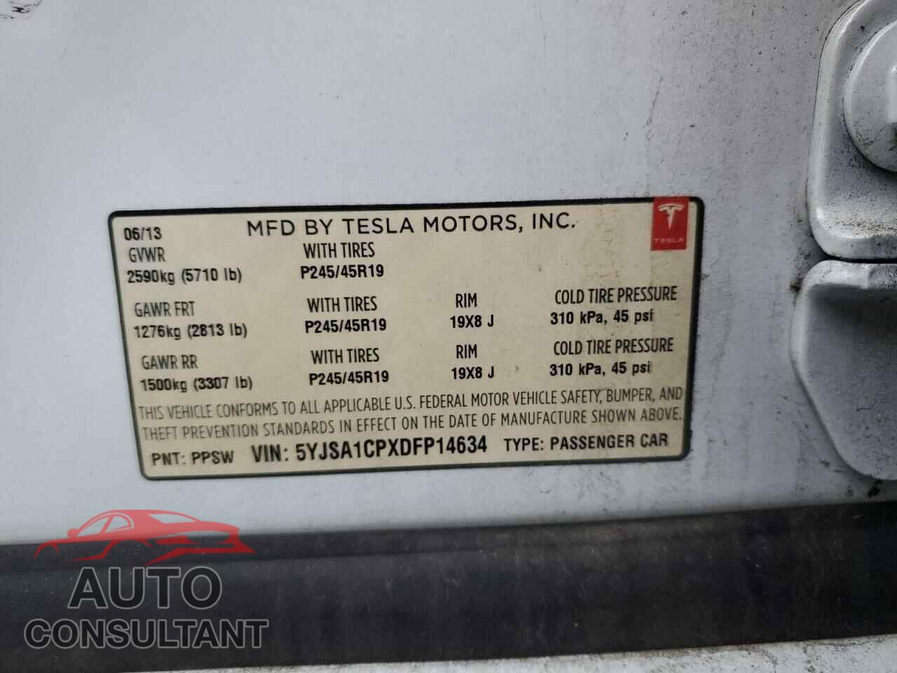 TESLA MODEL S 2013 - 5YJSA1CPXDFP14634