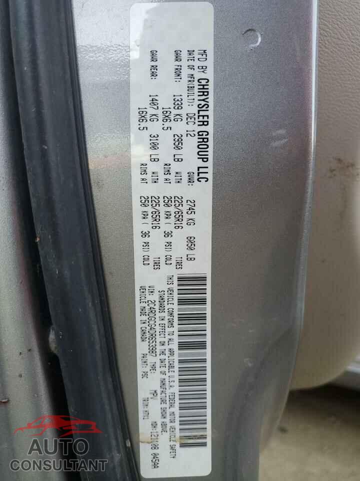 DODGE CARAVAN 2013 - 2C4RDGCG4DR653987