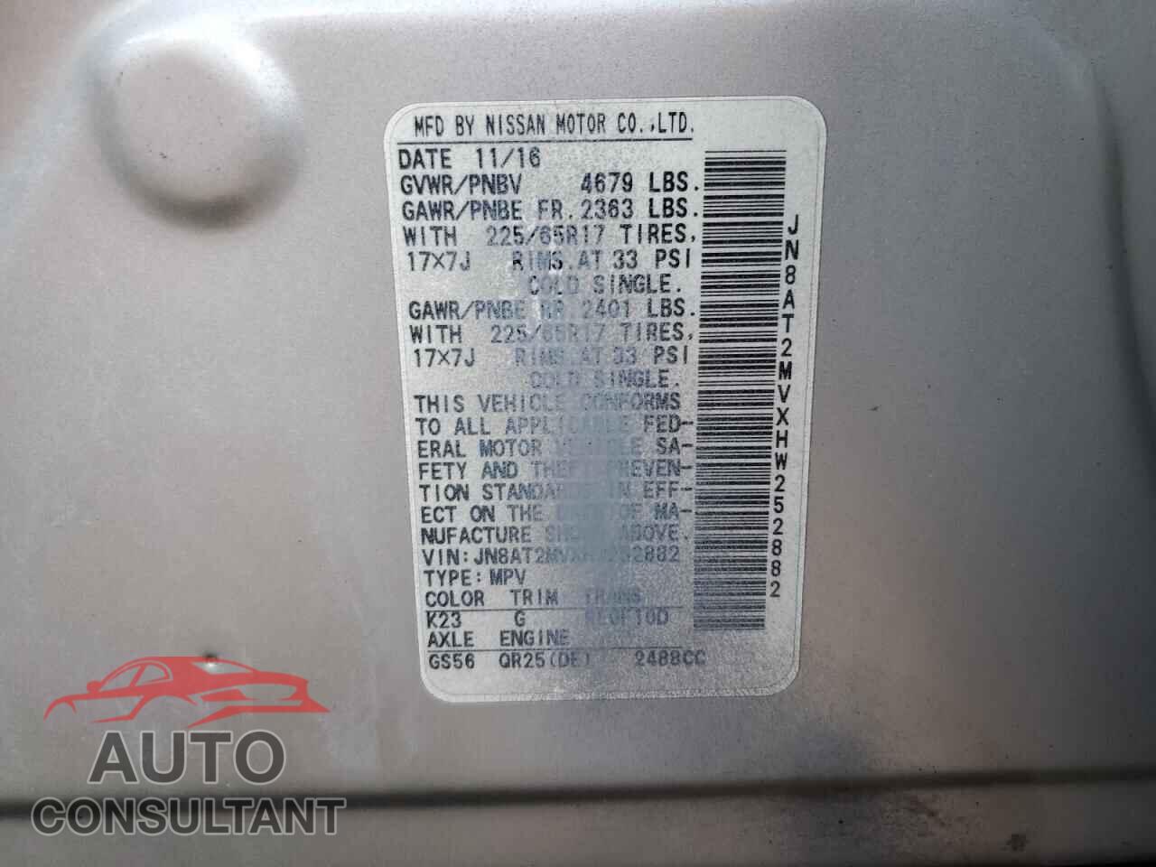 NISSAN ROGUE 2017 - JN8AT2MVXHW252882