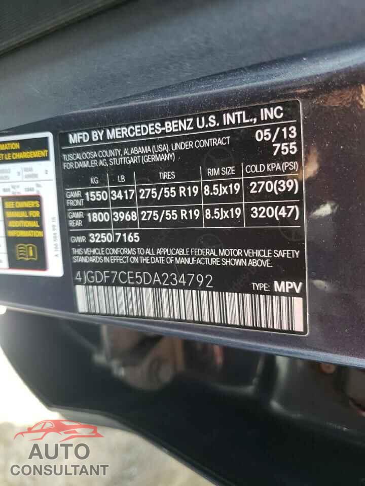MERCEDES-BENZ GL-CLASS 2013 - 4JGDF7CE5DA234792