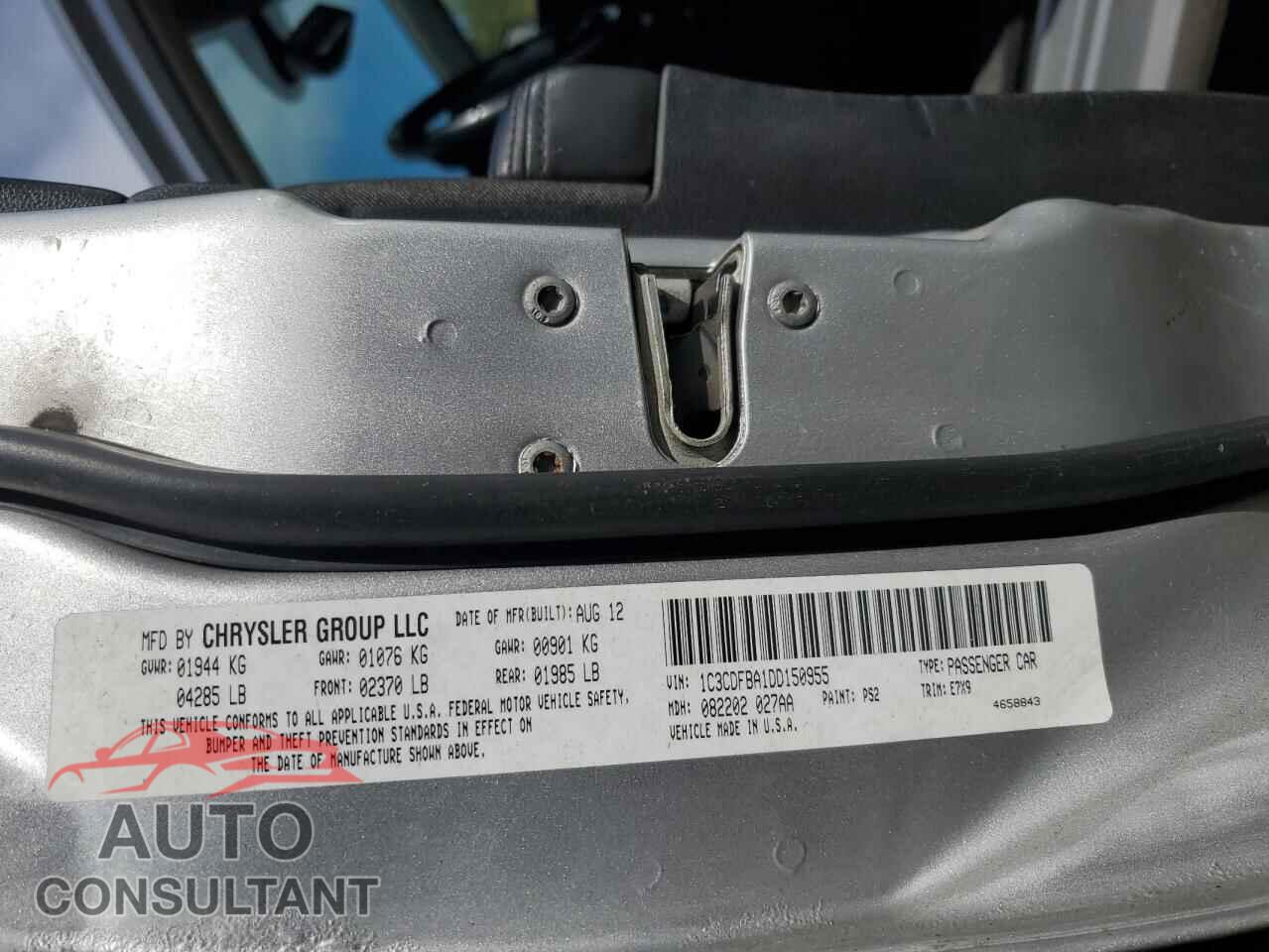 DODGE DART 2013 - 1C3CDFBA1DD150955