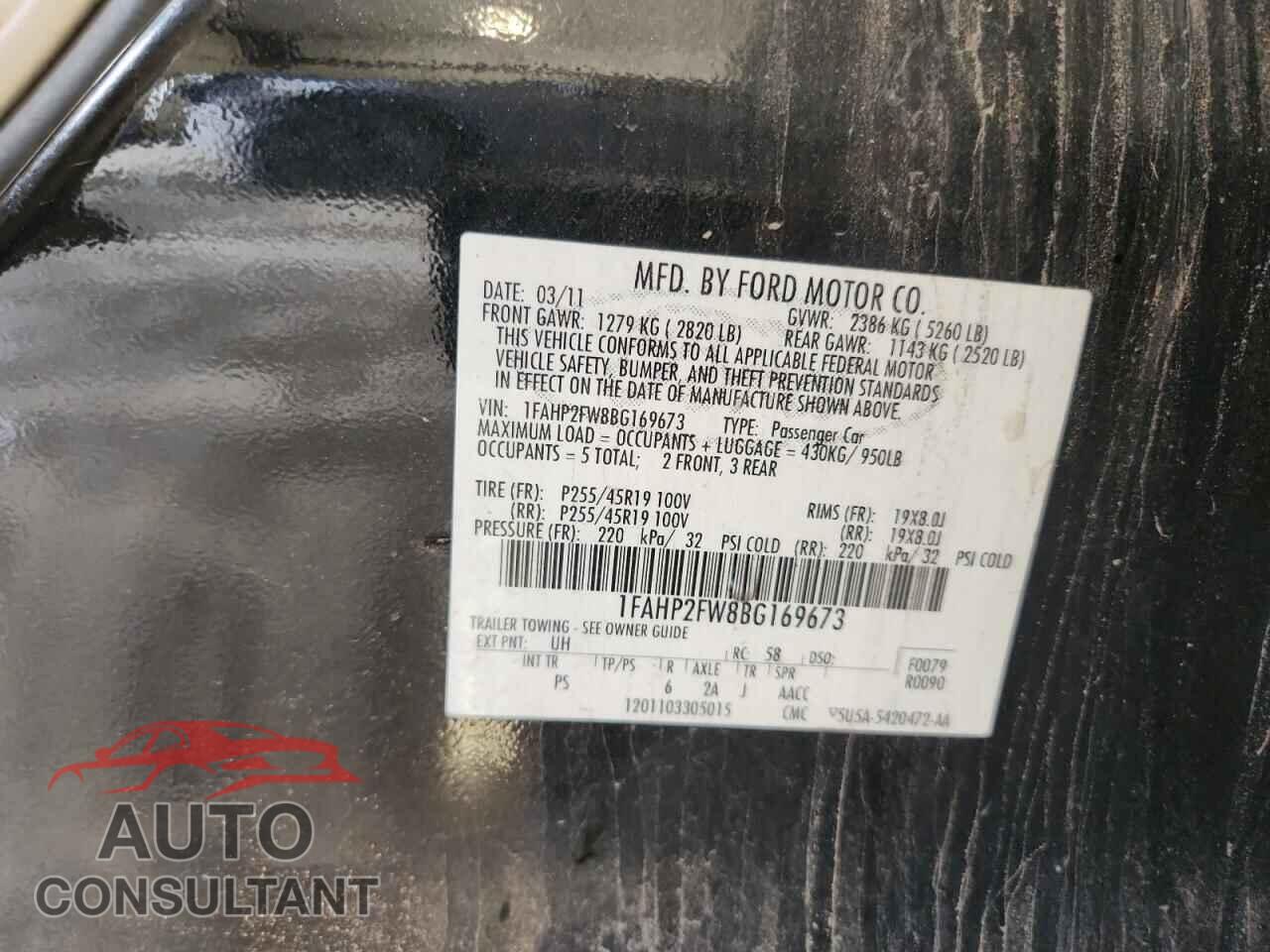 FORD TAURUS 2011 - 1FAHP2FW8BG169673