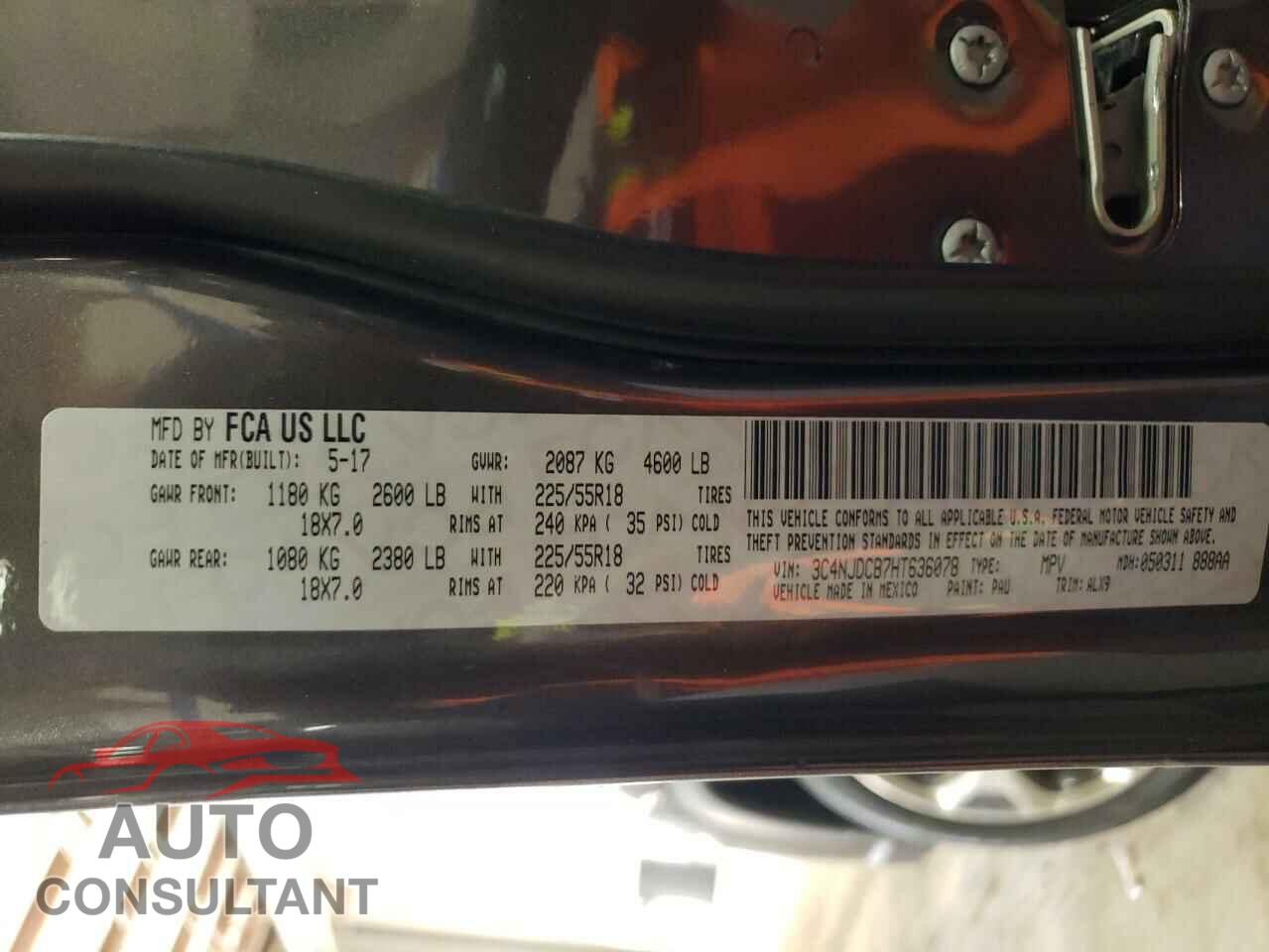 JEEP COMPASS 2017 - 3C4NJDCB7HT636078