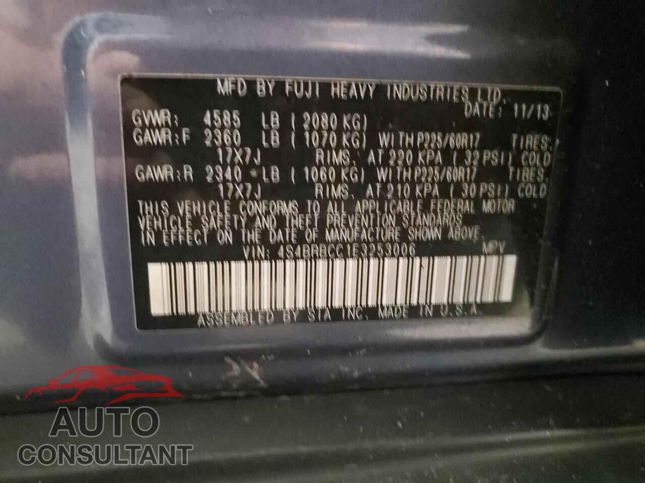 SUBARU OUTBACK 2014 - 4S4BRBCC1E3253006