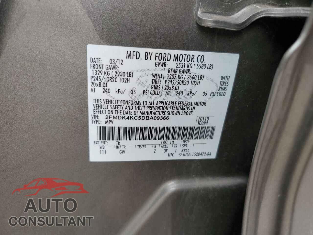 FORD EDGE 2013 - 2FMDK4KC5DBA09366