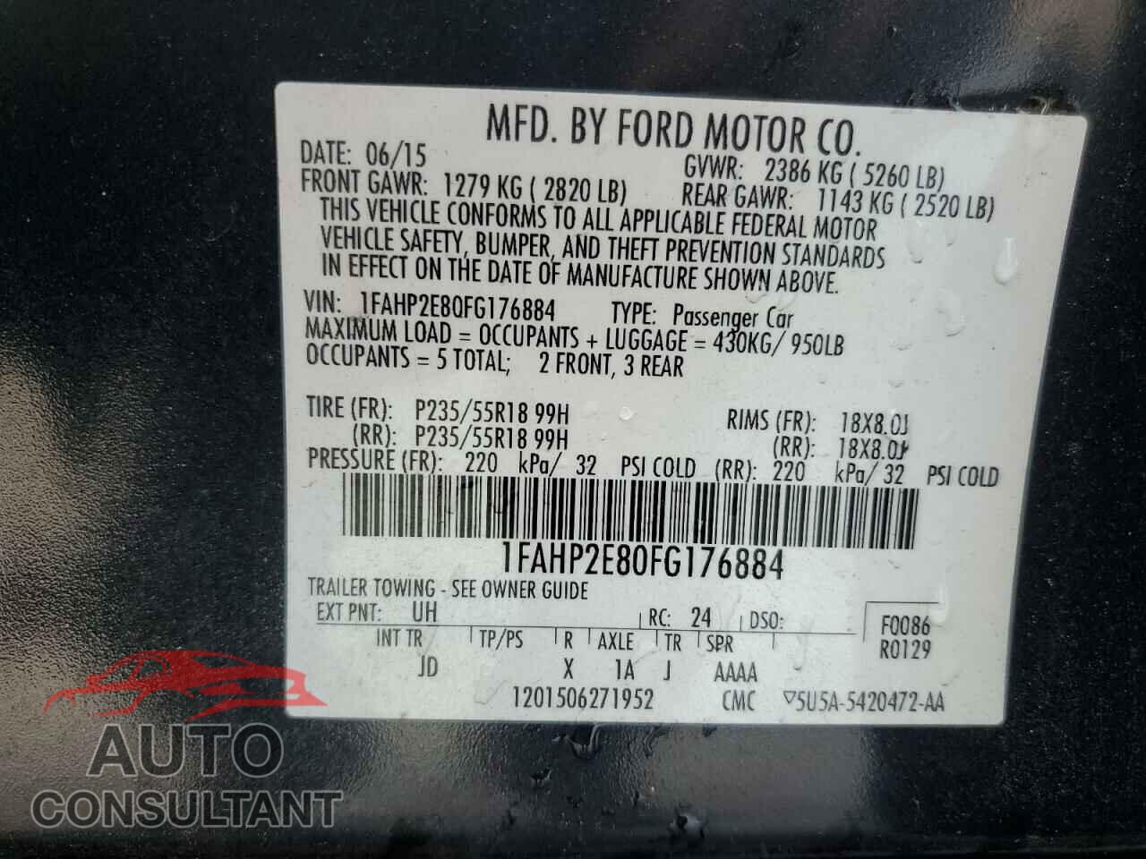FORD TAURUS 2015 - 1FAHP2E80FG176884