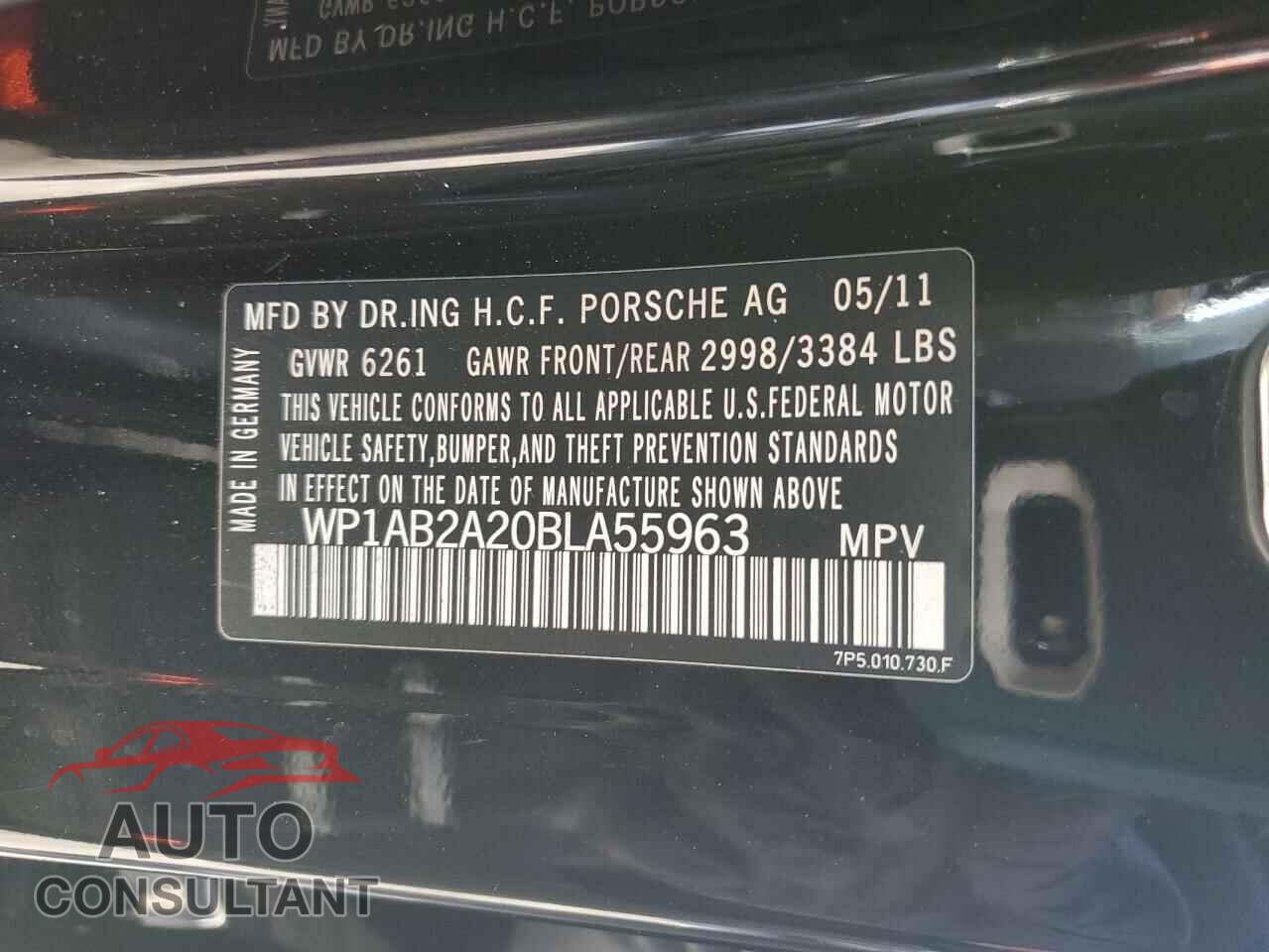 PORSCHE CAYENNE 2011 - WP1AB2A20BLA55963