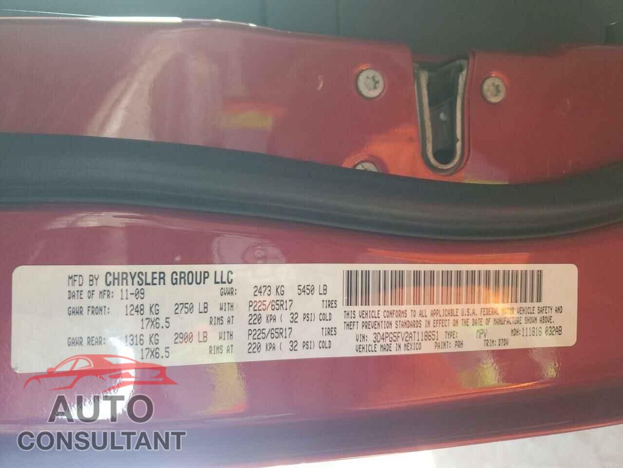 DODGE JOURNEY 2010 - 3D4PG5FV2AT118651
