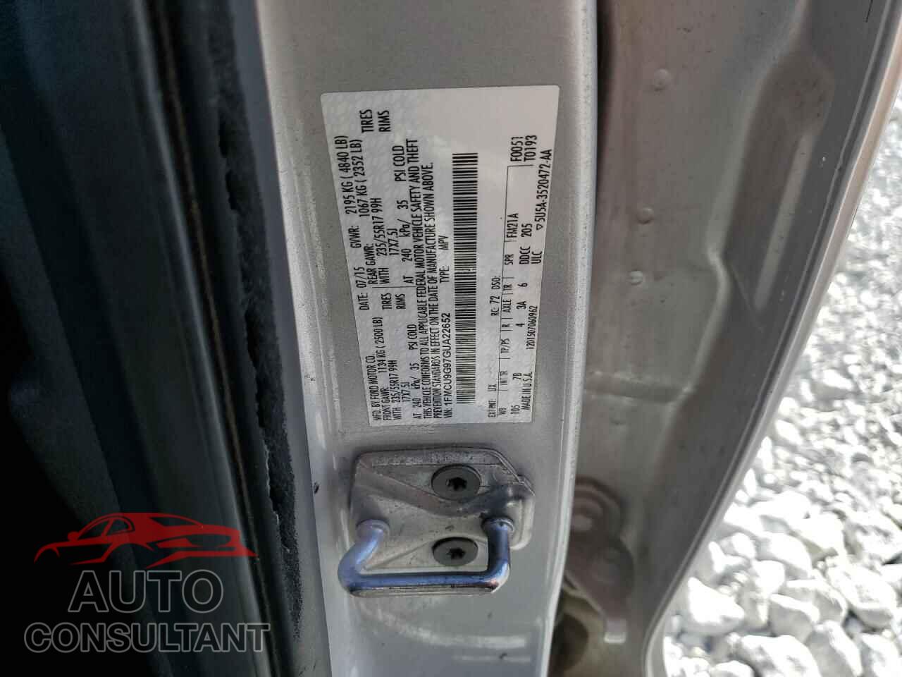 FORD ESCAPE 2016 - 1FMCU9G97GUA22652