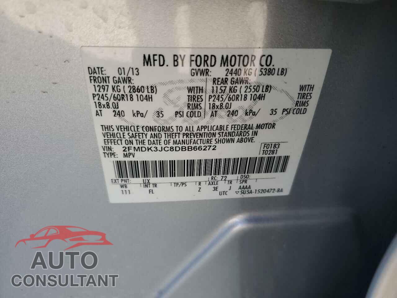 FORD EDGE 2013 - 2FMDK3JC8DBB66272