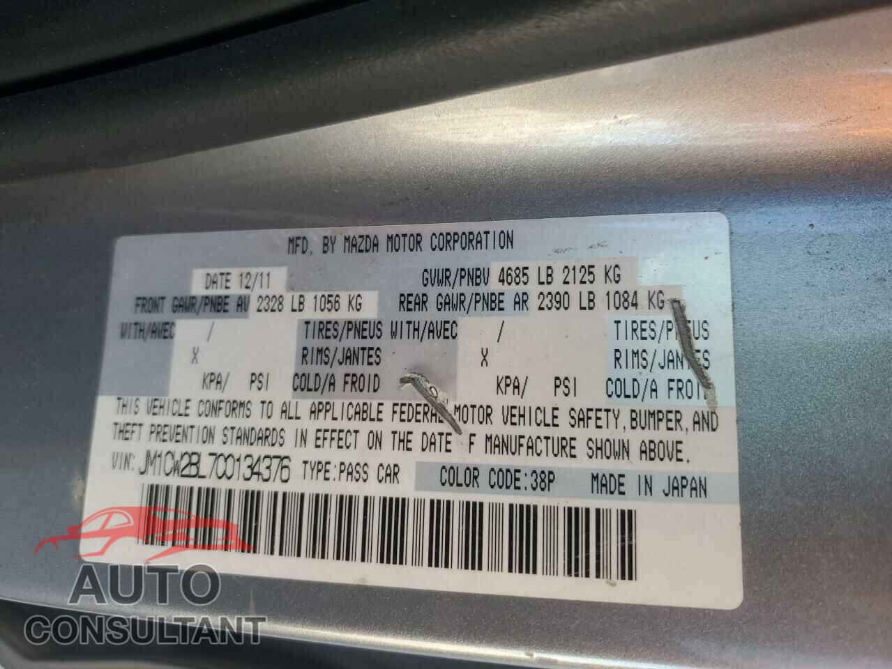 MAZDA 5 2012 - JM1CW2BL7C0134376