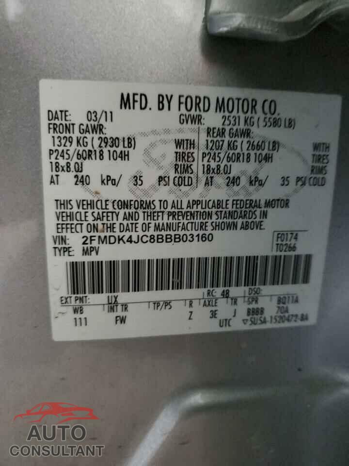 FORD EDGE 2011 - 2FMDK4JC8BBB03160