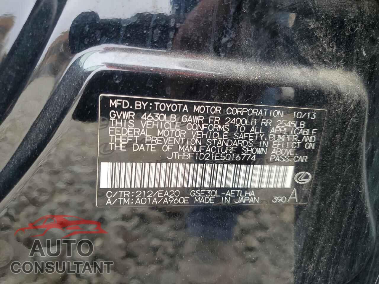 LEXUS IS 2014 - JTHBF1D21E5016774