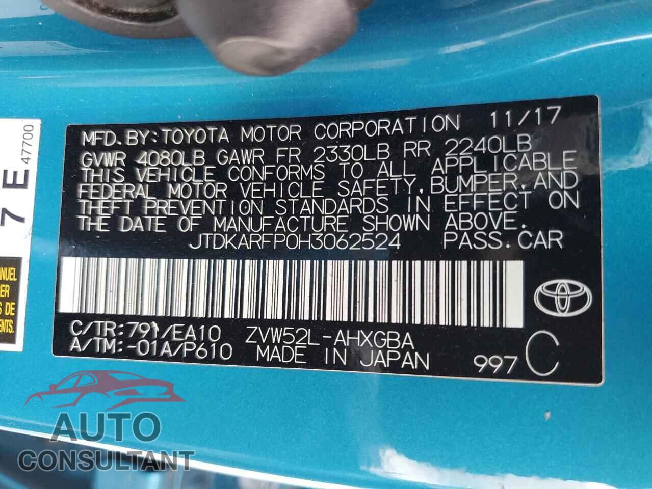 TOYOTA PRIUS 2017 - JTDKARFP0H3062524