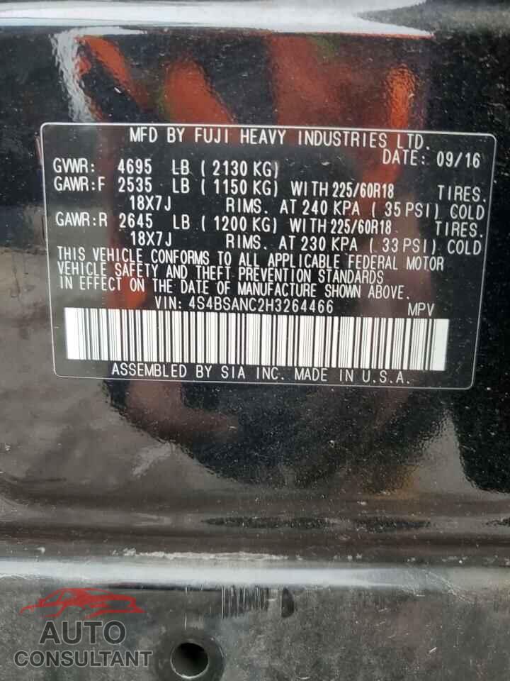 SUBARU OUTBACK 2017 - 4S4BSANC2H3264466