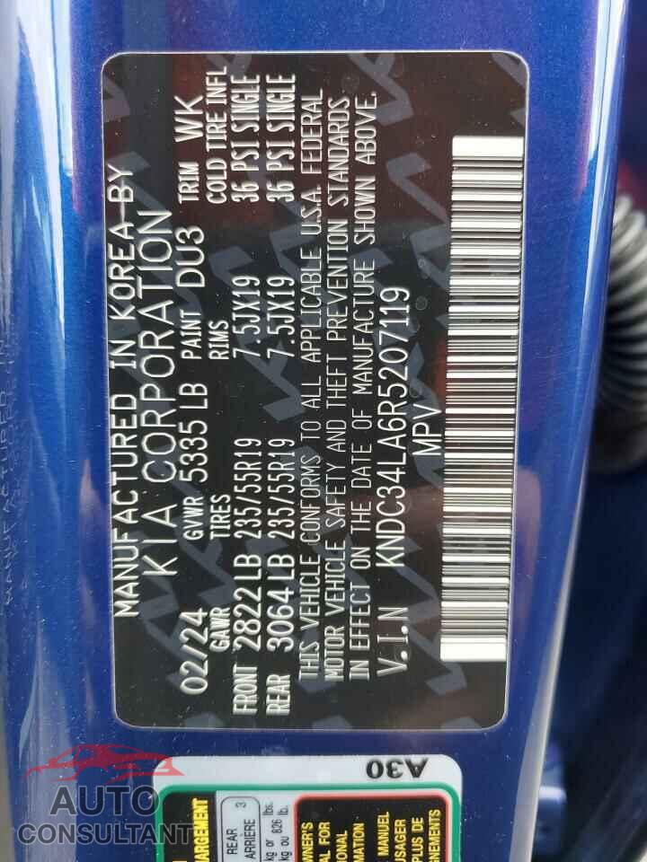 KIA EV6 LIGHT 2024 - KNDC34LA6R5207119