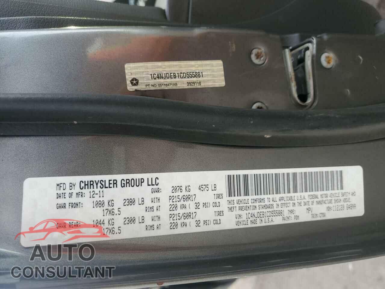 JEEP COMPASS 2012 - 1C4NJDEB1CD555881