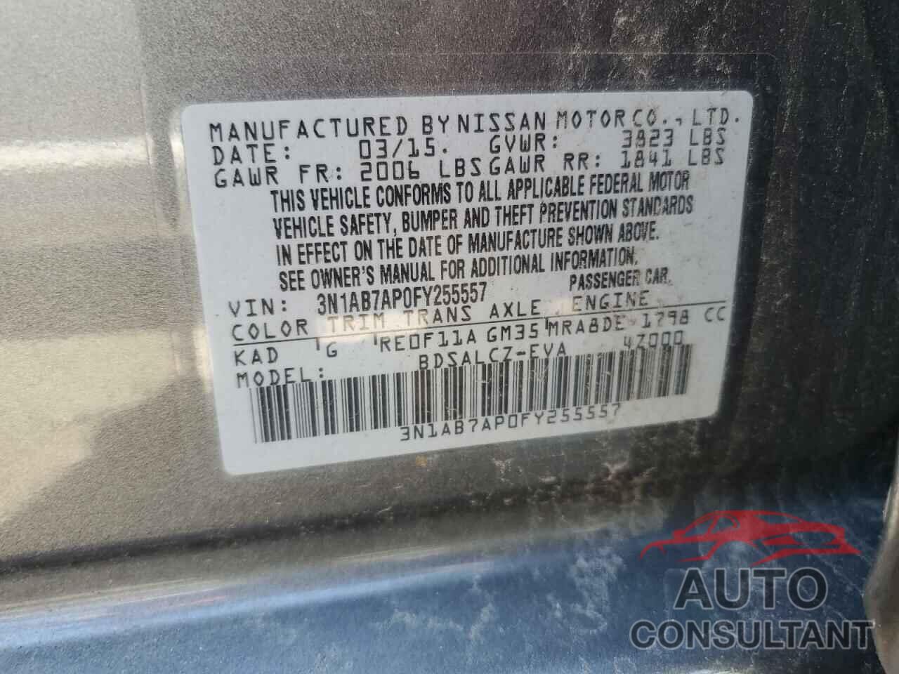 NISSAN SENTRA 2015 - 3N1AB7AP0FY255557