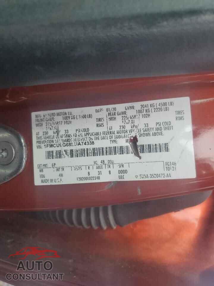 FORD ESCAPE 2020 - 1FMCU9G68LUA74338
