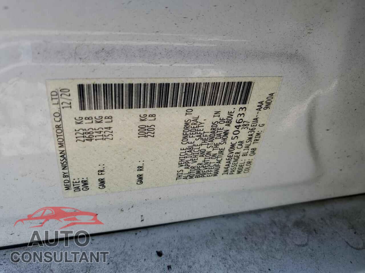 NISSAN MAXIMA 2021 - 1N4AA6EV0MC504633