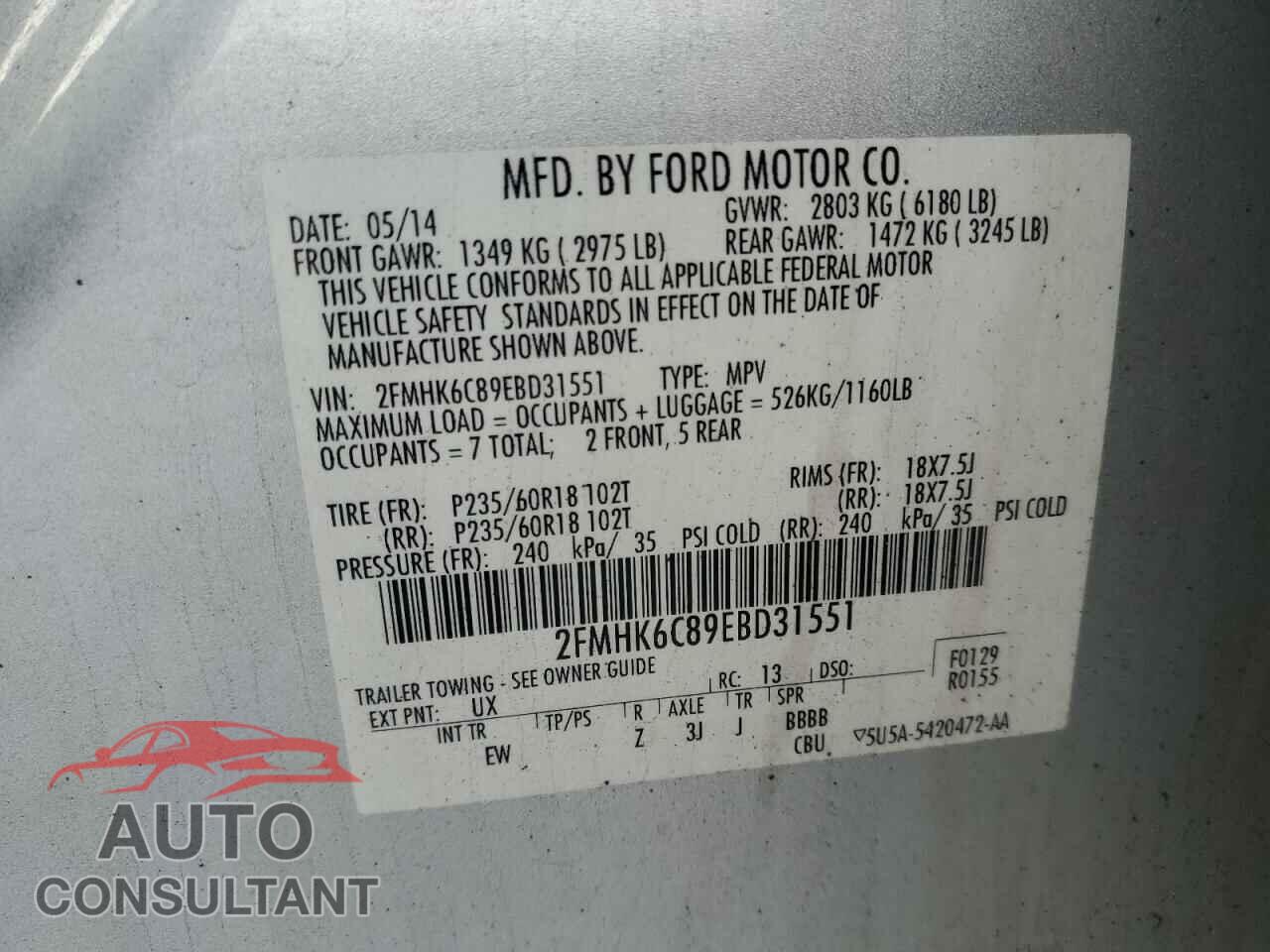 FORD FLEX 2014 - 2FMHK6C89EBD31551