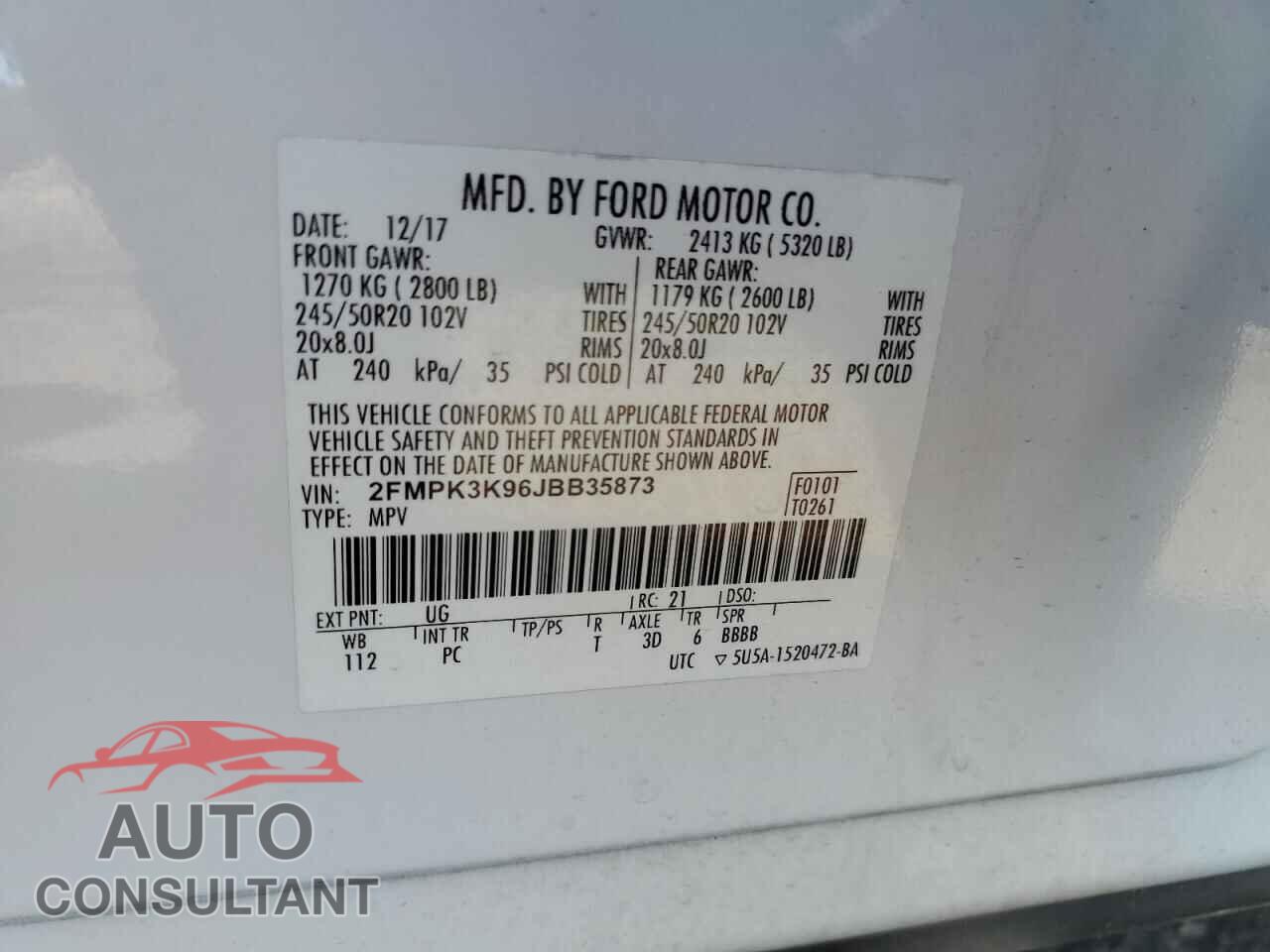 FORD EDGE 2018 - 2FMPK3K96JBB35873