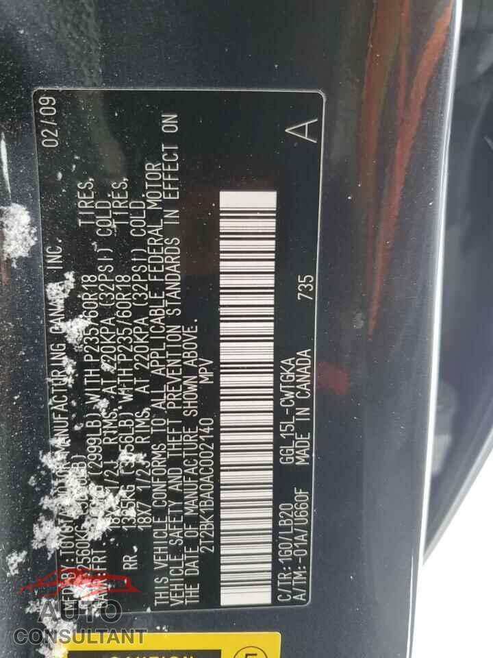 LEXUS RX350 2010 - 2T2BK1BA0AC002140
