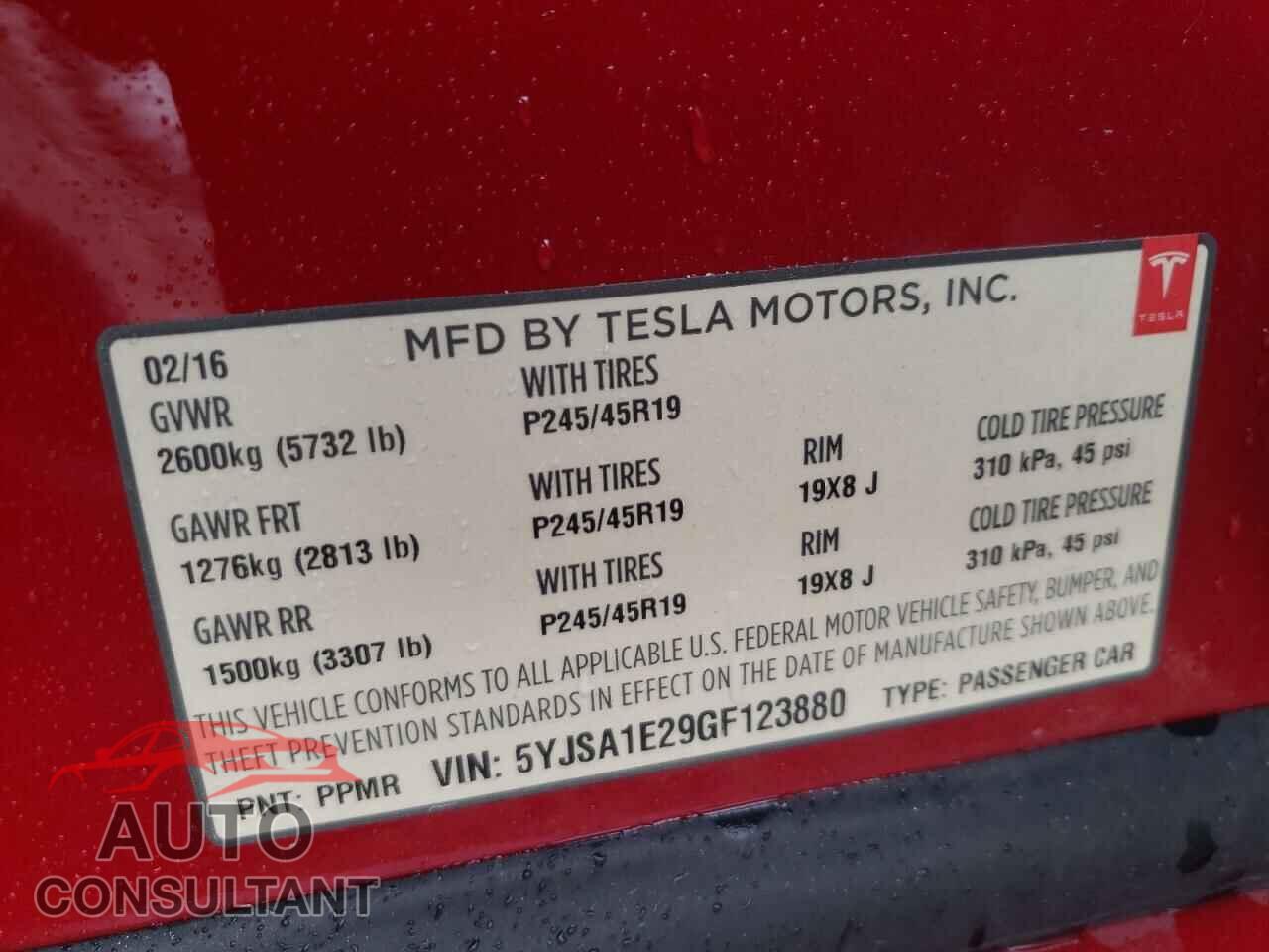 TESLA MODEL S 2016 - 5YJSA1E29GF123880