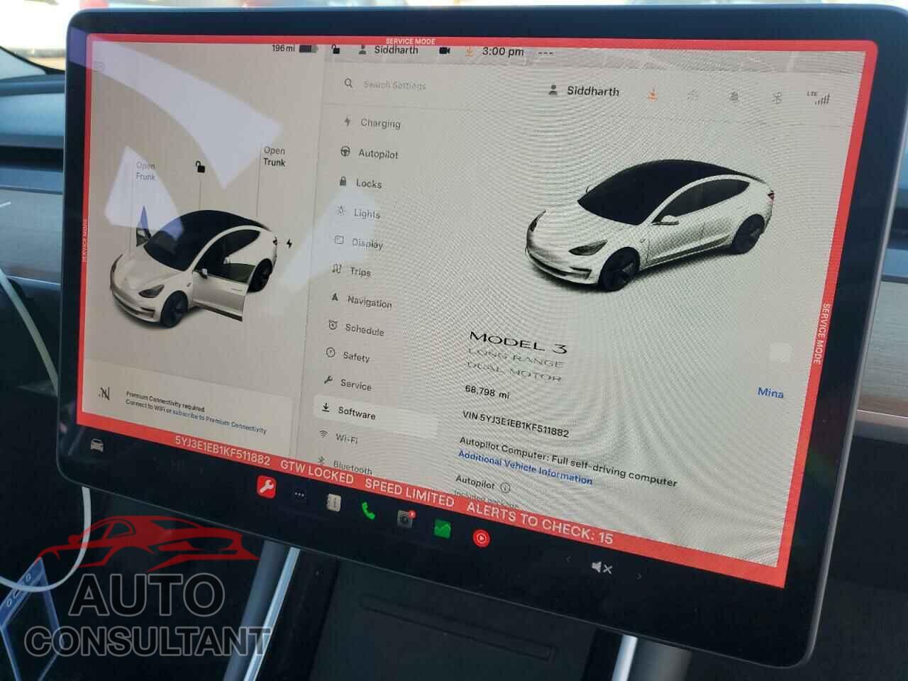 TESLA MODEL 3 2019 - 5YJ3E1EB1KF511882