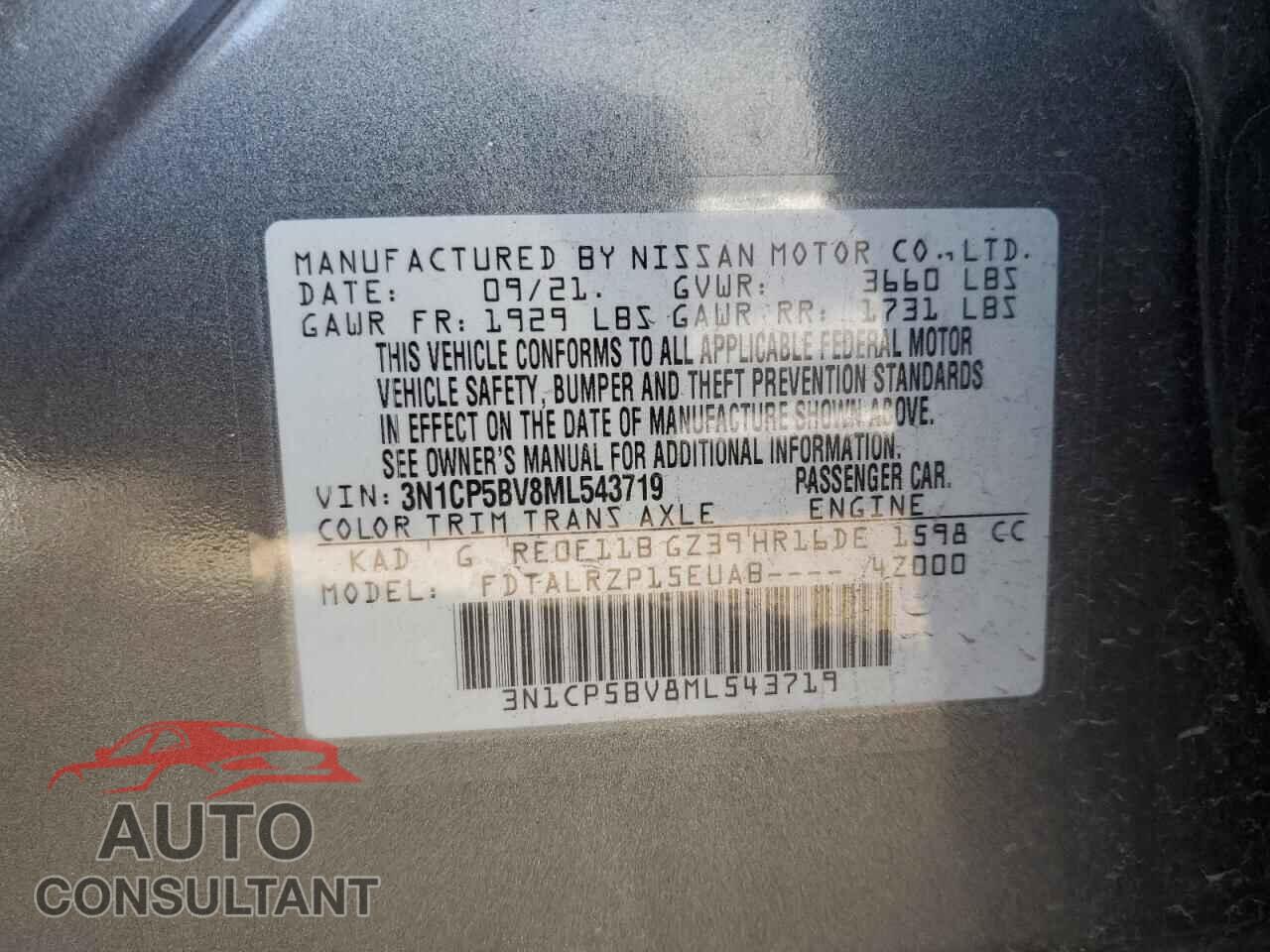 NISSAN KICKS 2021 - 3N1CP5BV8ML543719