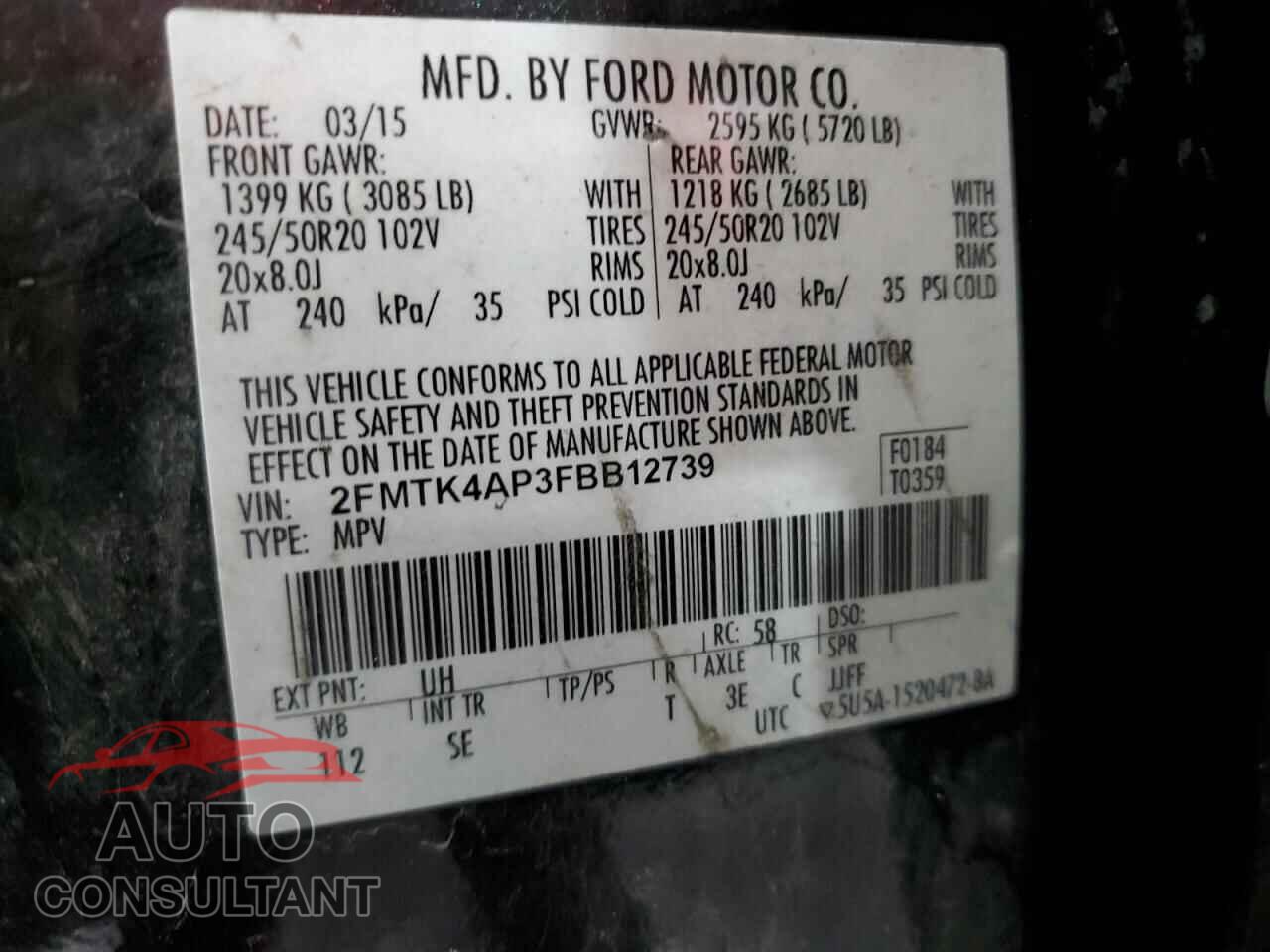 FORD EDGE 2015 - 2FMTK4AP3FBB12739