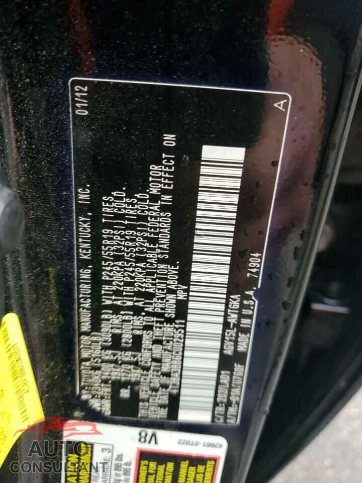 TOYOTA VENZA 2012 - 4T3BA3BB6CU029511