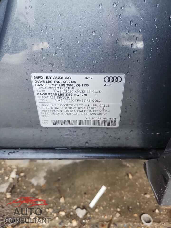 AUDI Q3 2017 - WA1BCCFS7HR016675