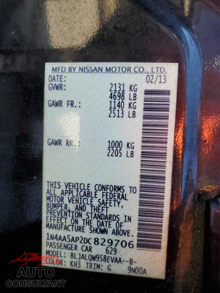 NISSAN MAXIMA 2013 - 1N4AA5AP2DC829706