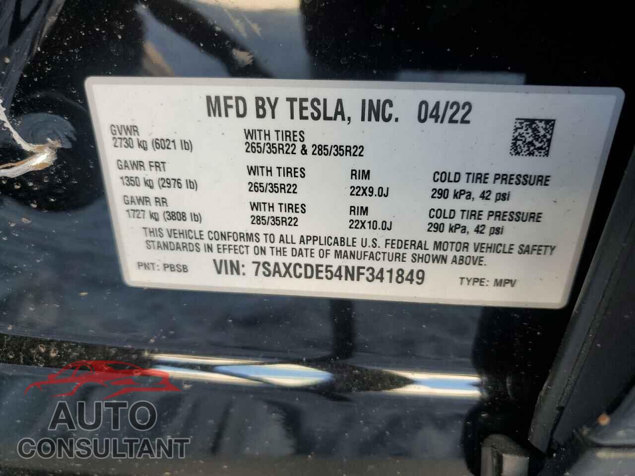 TESLA MODEL X 2022 - 7SAXCDE54NF341849