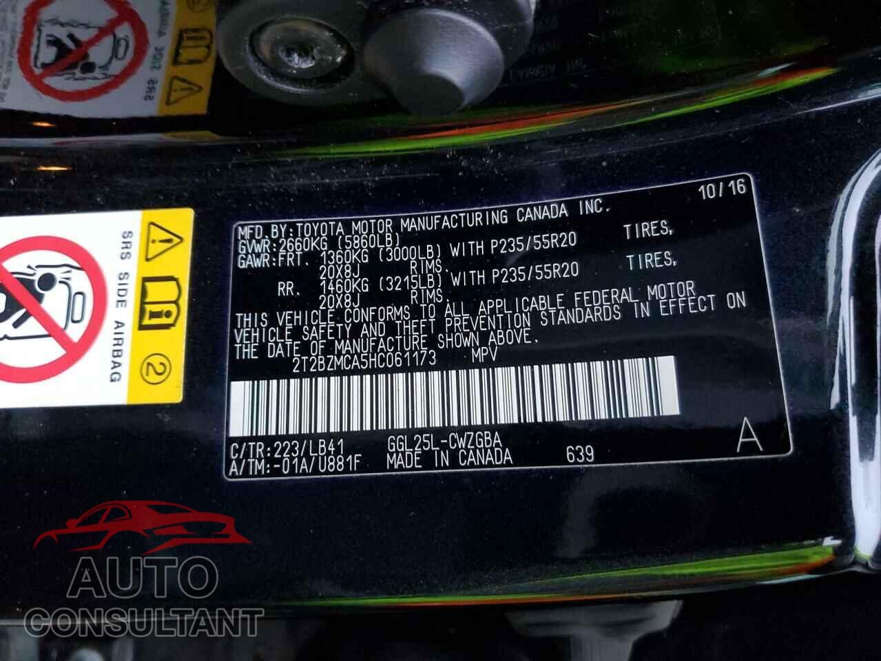 LEXUS RX350 2017 - 2T2BZMCA5HC061173