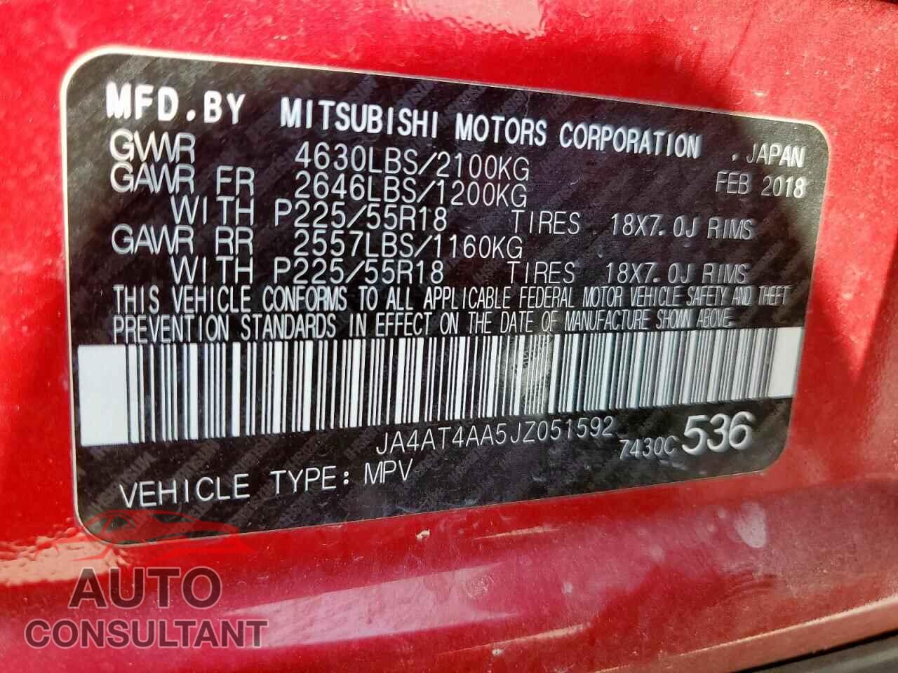MITSUBISHI ECLIPSE 2018 - JA4AT4AA5JZ051592